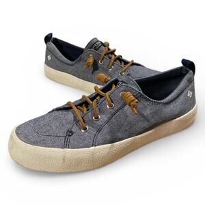 Sperry Womens Casual Boat Shoes 9M Blue Canvas Denim Lace Up Preppy Deck